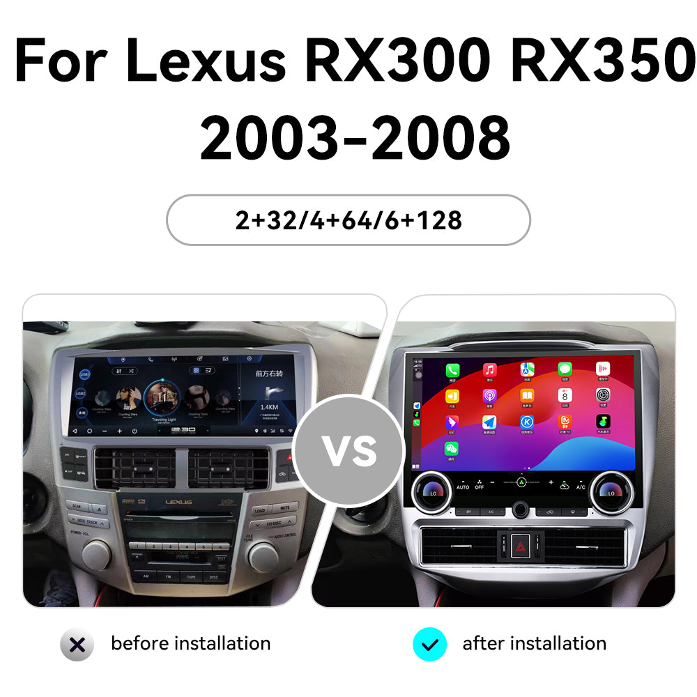 Lexus RX300 RX350 2003-2016 Wireless Carplay & Android Auto Tesla-style Screen