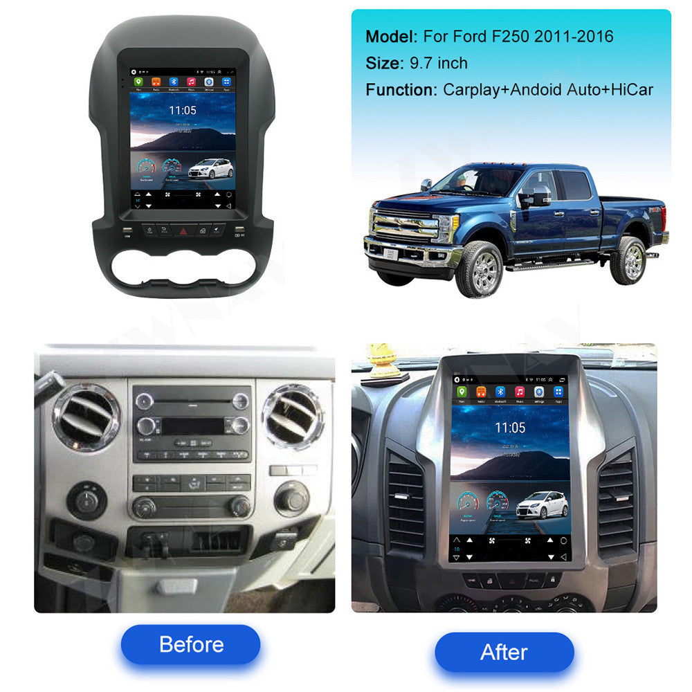 Ford F250 2009-2020 Wireless Carplay & Android Auto Tesla-style Screen