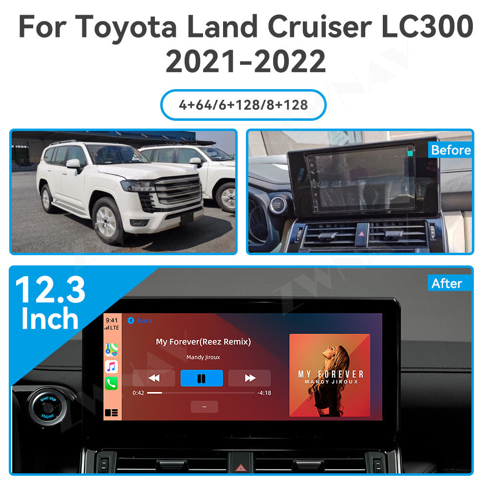 Toyota Land Cruiser 2019-2022 LC300 Wireless Carplay & Android Auto Screen 12.3 Inch