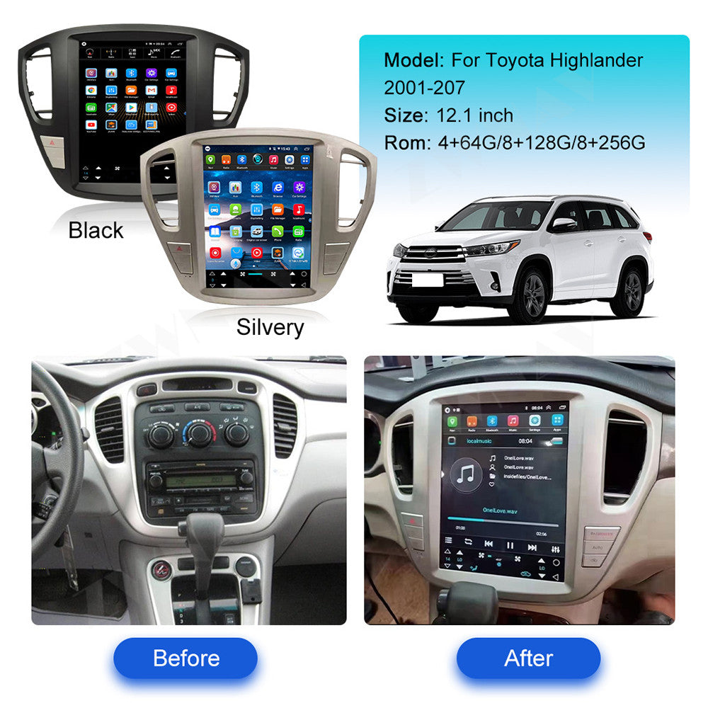 Toyota Highlander 2001-2011 Wireless Carplay & Android Auto Screen 12 Inch