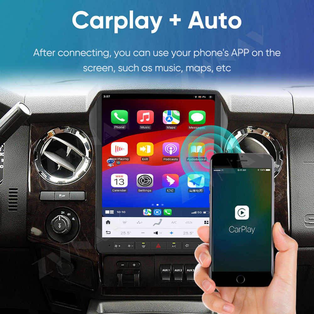 Ford F250 F350 2010-2018 Wireless Carplay & Android Auto Tesla-style Screen
