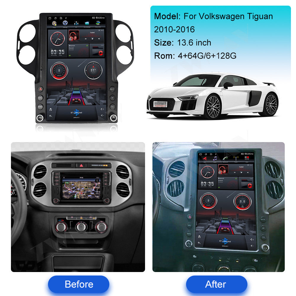 Volkswagen Tiguan 2010-2016 Wireless Carplay & Android Auto Tesla-style Screen 14 Inch