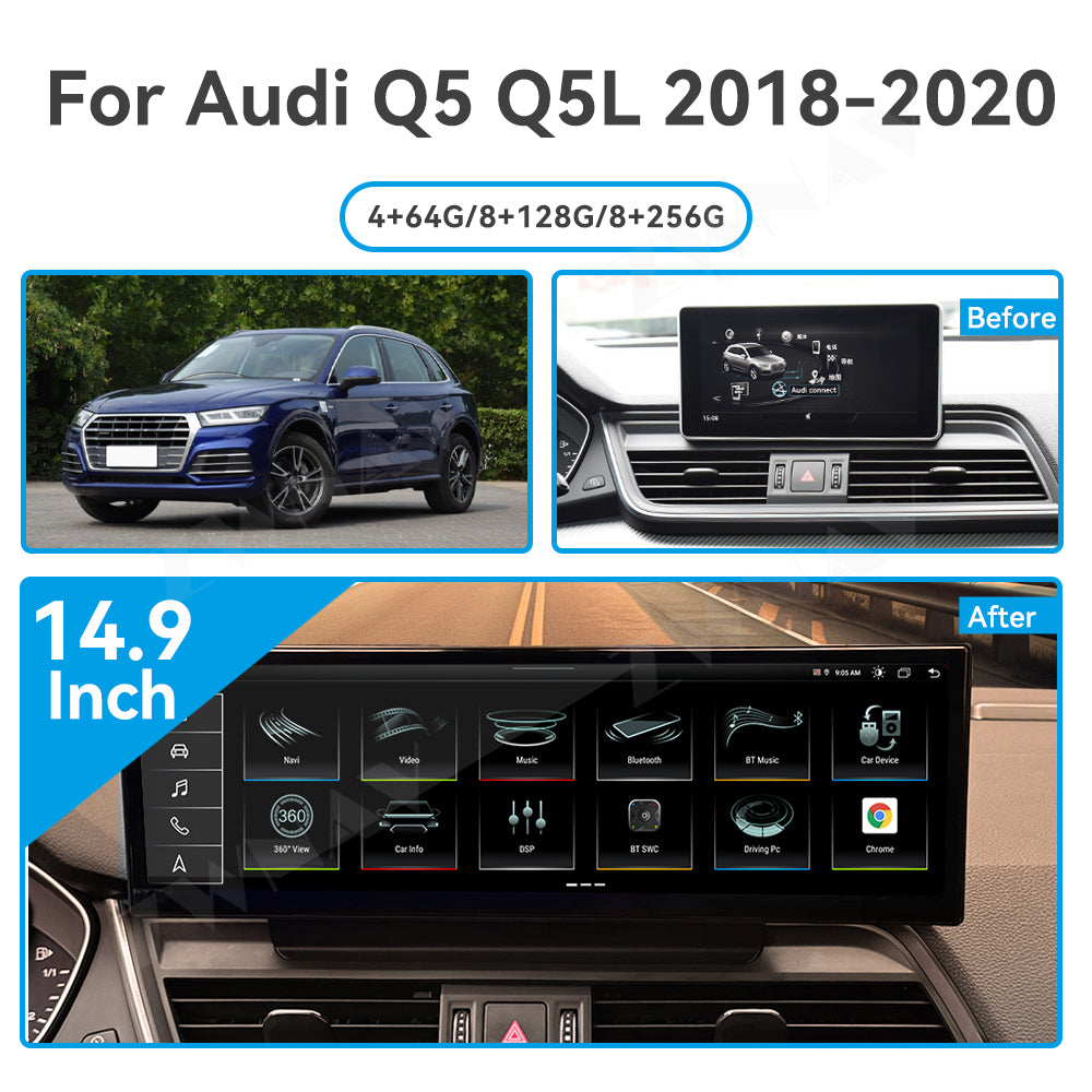 Audi Q5 Q5L 2018-2020 Wireless Carplay & Android Auto Screen 14.9 Inch