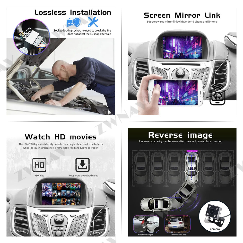 Android13 Car Radio For Ford Fiesta MK7 MK6 2009-2016 Radio Stereo GPS Auto  Navi Video Multimedia Player Head Unit DSP