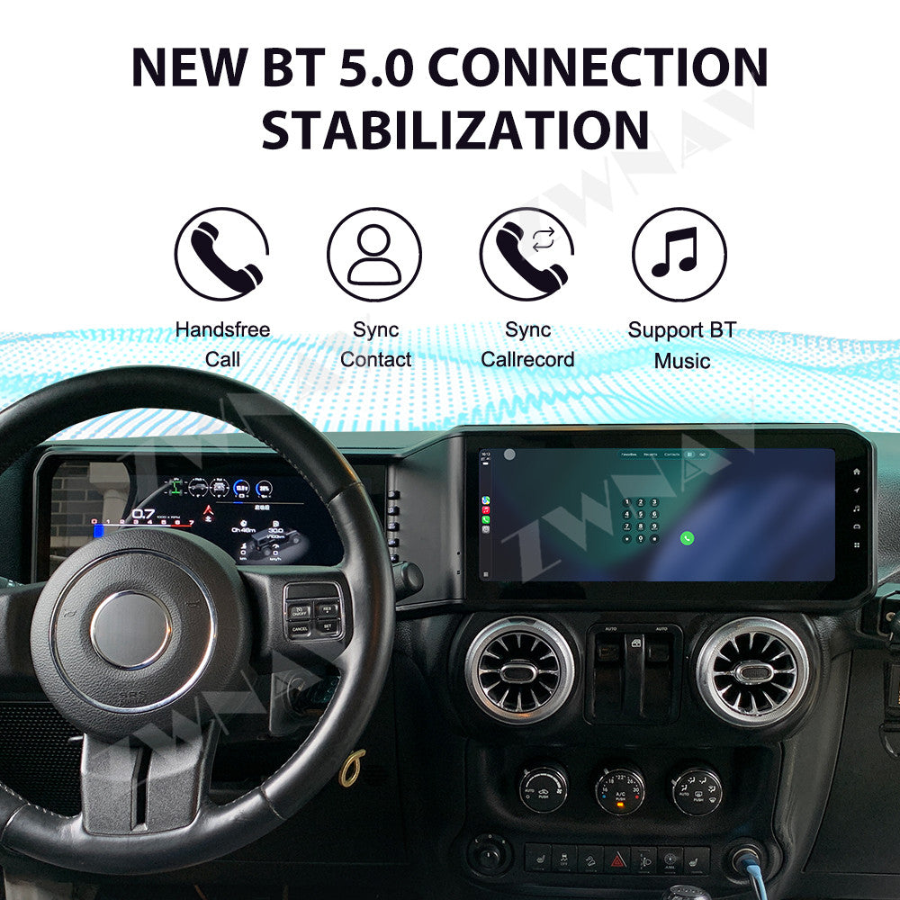12.3 Inch Dual Screen Android Stereo For Jeep Wrangler JK 2011-2017 GPS Radio with LCD Digital Speedometer