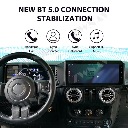 12.3 Inch Dual Screen Android Stereo For Jeep Wrangler JK 2011-2017 GPS Radio with LCD Digital Speedometer
