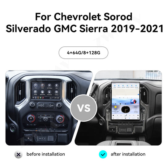 Chevroler  Silverado 2014-2022 Wireless Carplay & Android Auto Tesla-style Screen 13.3 Inch