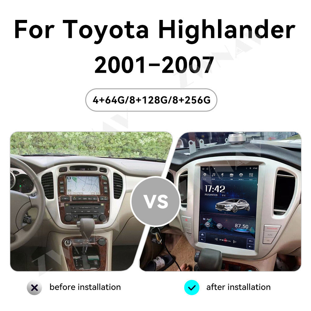 12.1 Inch Tesla Screen For Toyota Highlander 2001-2007 Android  Car  Radio Player GPS  Navi Auto  Stereo Multimedia Video DSP Carplay 4G SIM