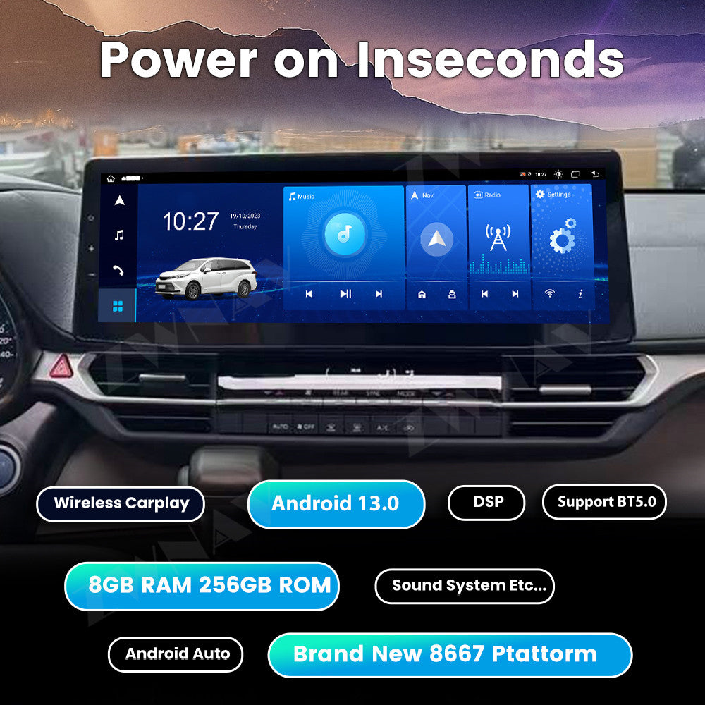 Toyota Sienna 2019-2024 Wireless Carplay & Android Auto  Screen 15.9 Inch