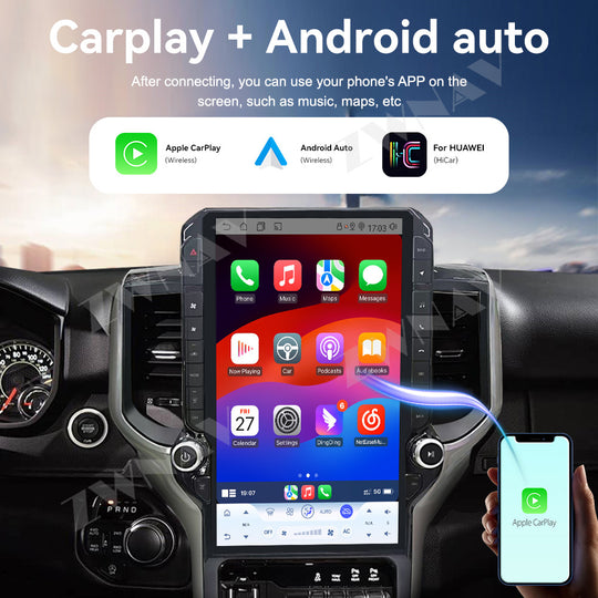14.5 inches Tesla Screen Android 15.0 Car Multimedia Player For Dodge Ram 1500 2500 3500 2019-2023 GPS radio stereo head unit (Copy)