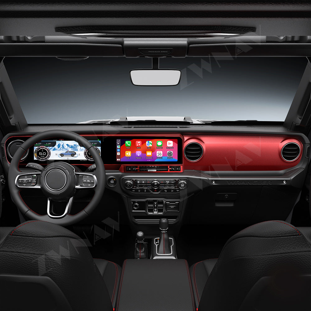 Jeep Wrangler 2018-2021 Wireless Carplay & Android Auto  Screen 12.3 Inch Red