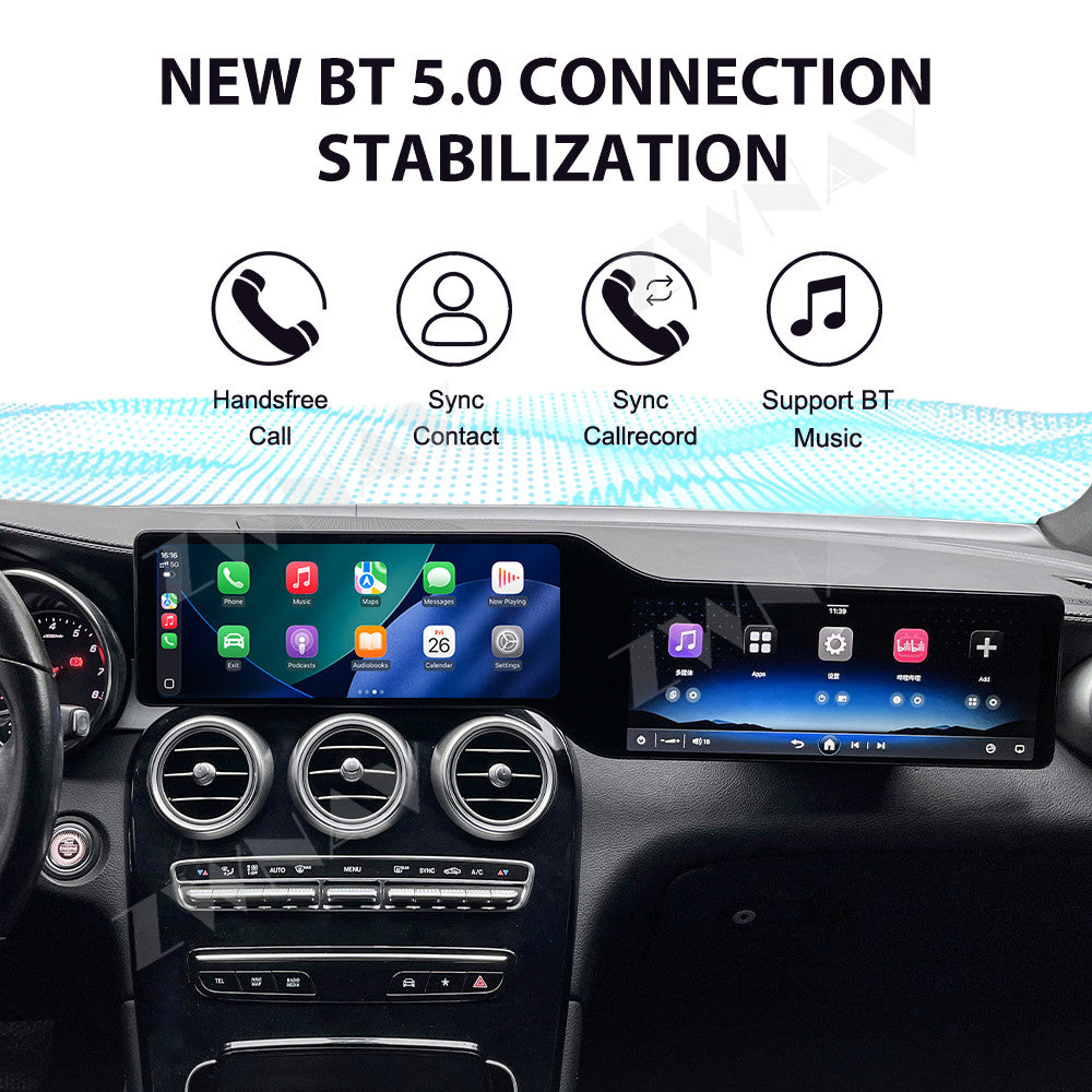 24.6inch 4K Android 15.0 Radio Receiver For Mercedes Benz C Class GLC W205 2015-2022 Auto Audio Stereo Video Player GPS Head Unit