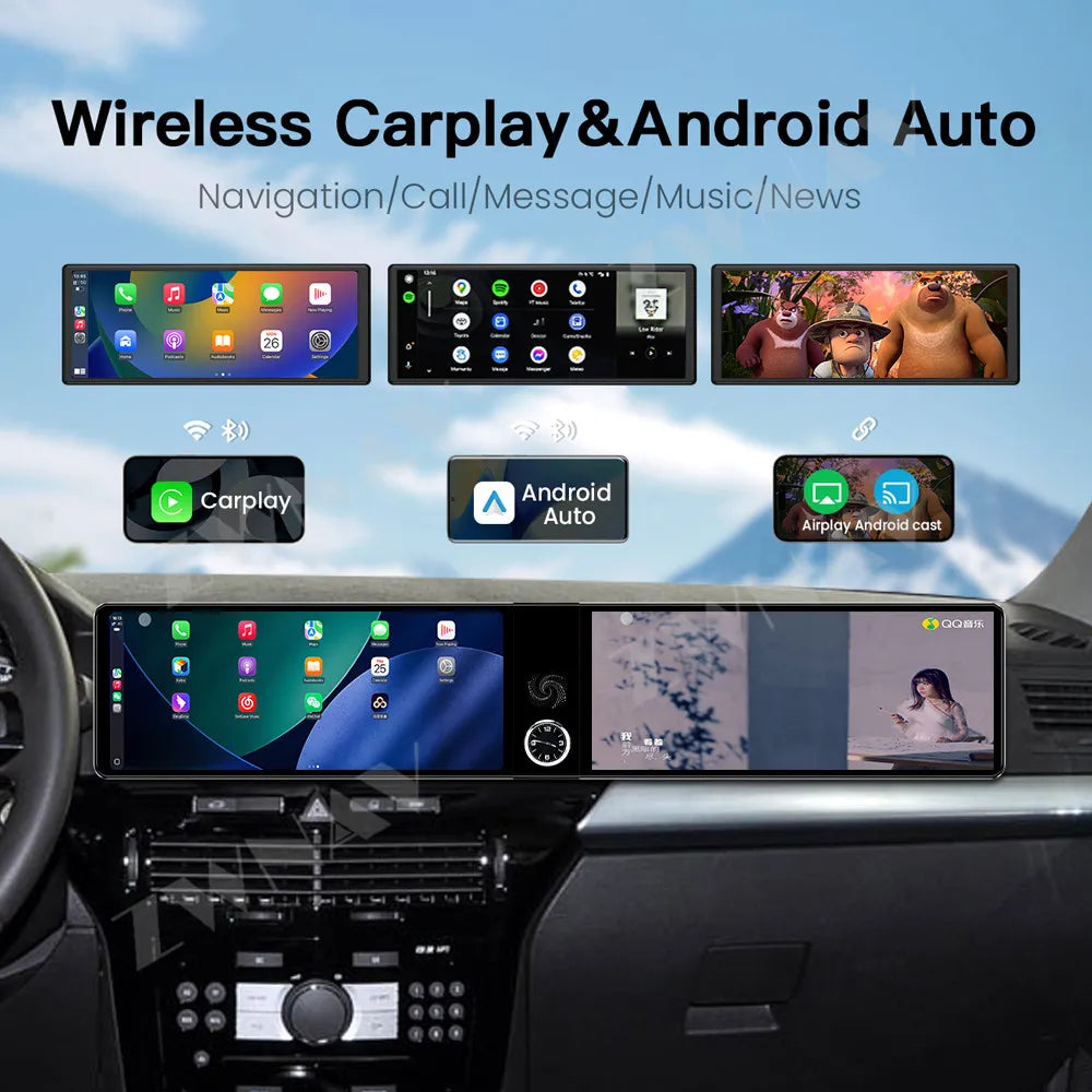 12.3 inch Dual Screen Universal Car Radio Multimedia Android Stereo Tape Recorder Car DVD GPS Navigation Auto Stereo Head Unit Audio Video