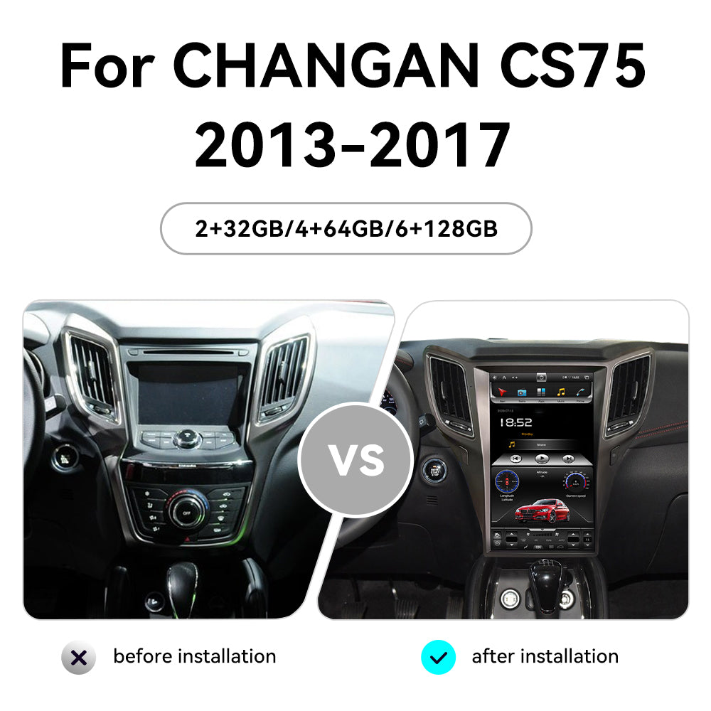 Tesla Screen For CHANGAN CS75 2013-2017  Android 13.0 Car  Radio  Player  GPS Navi Auto  Stereo Multimedia Video DSP Carplay 4G SIM