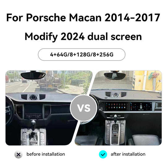 12.3" Dual Screen For Porsche Macan 2014-2017 Modify 2024 Dual Screen  Android 13.0 Car  Radio  Player GPS Navi Auto  Stereo Multimedia Video DSP Carplay 4G SIM