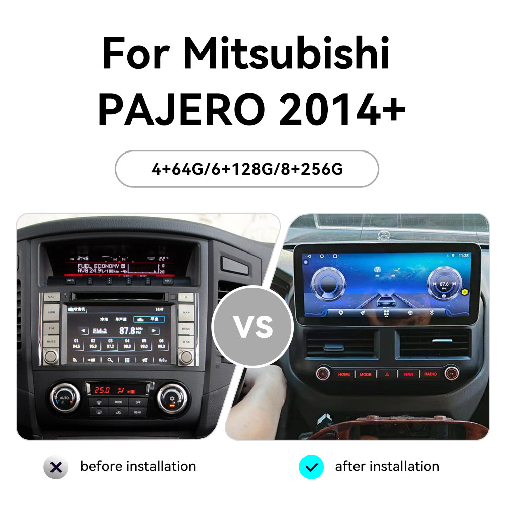 Mitsubishi PAJERO 2014+ Wireless Carplay & Android Auto Tesla-style Screen