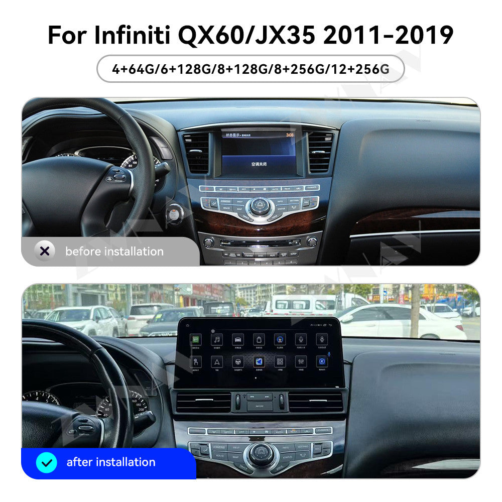 12.3inch Screen Android 15.0 For Infiniti JX35 QX60 2012 - 2019 Car Radio Multimedia Video Recorder Player HeadUnit Navi GPS