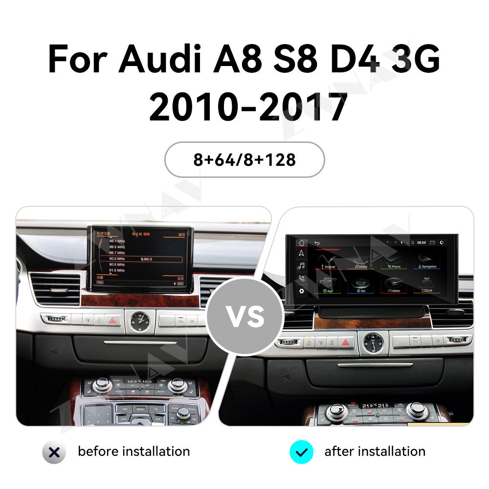 12.3" Screen For Audi A8 2004-2017 Wireless Apple Carplay & Android Auto Car Stereo Upgrade