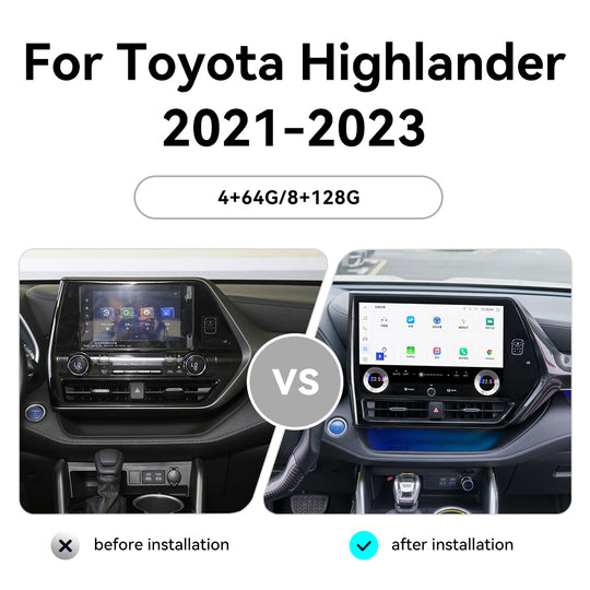 Tesla Screen For Toyota Highlander 2021-2023  Android 13.0 Car  Radio  Player  GPS Navi Auto  Stereo Multimedia Video DSP Carplay 4G SIM