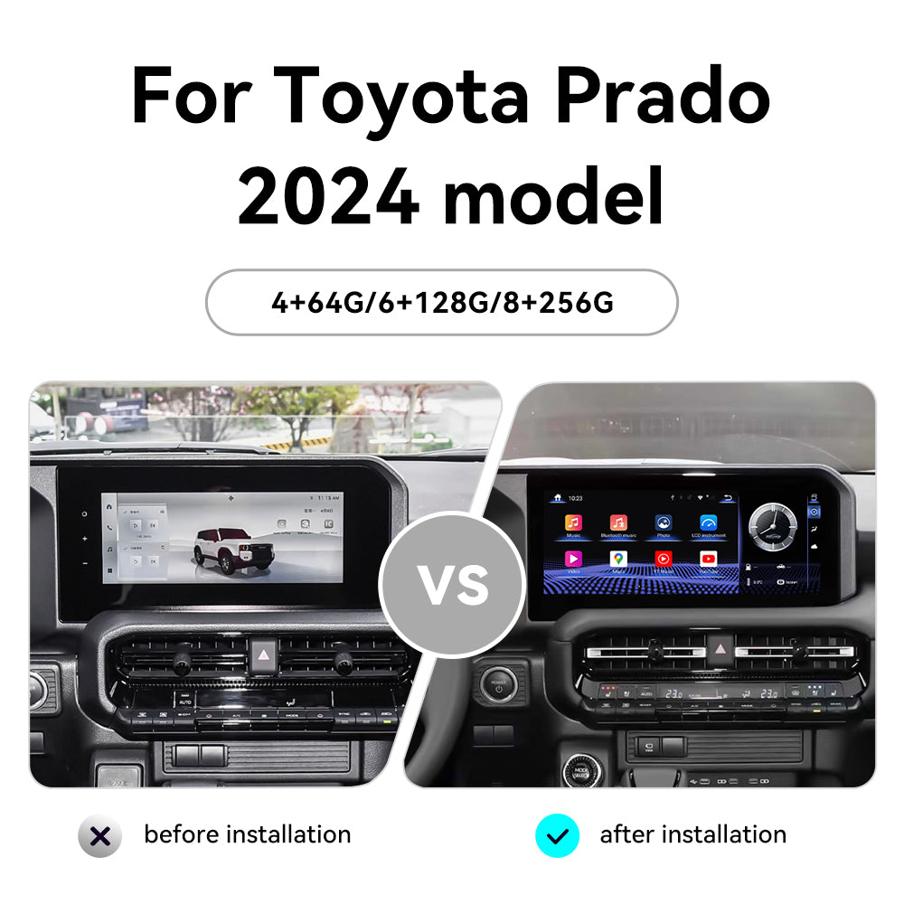 Tesla Screen For Toyota Prado 2024 model  Android 13.0 Car  Radio  Player  GPS Navi Auto  Stereo Multimedia Video DSP Carplay 4G SIM