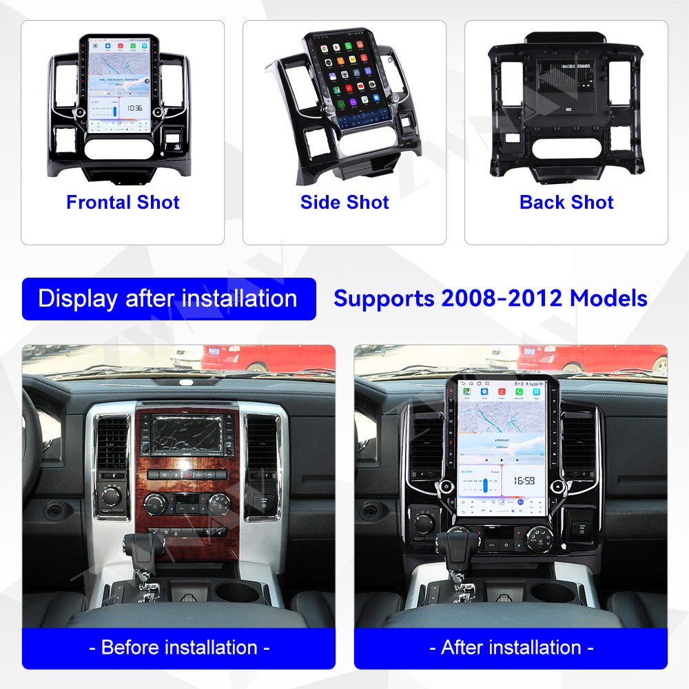 14.5 inches Tesla Screen Android 15.0 Car Multimedia Player For Dodge Ram 1500 2500 3500 2008-2011 GPS radio stereo head unit