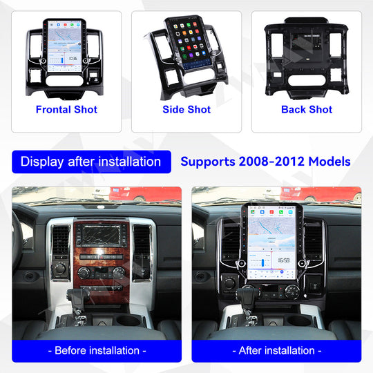 14.5 inches Tesla Screen Android 15.0 Car Multimedia Player For Dodge Ram 1500 2500 3500 2008-2011 GPS radio stereo head unit