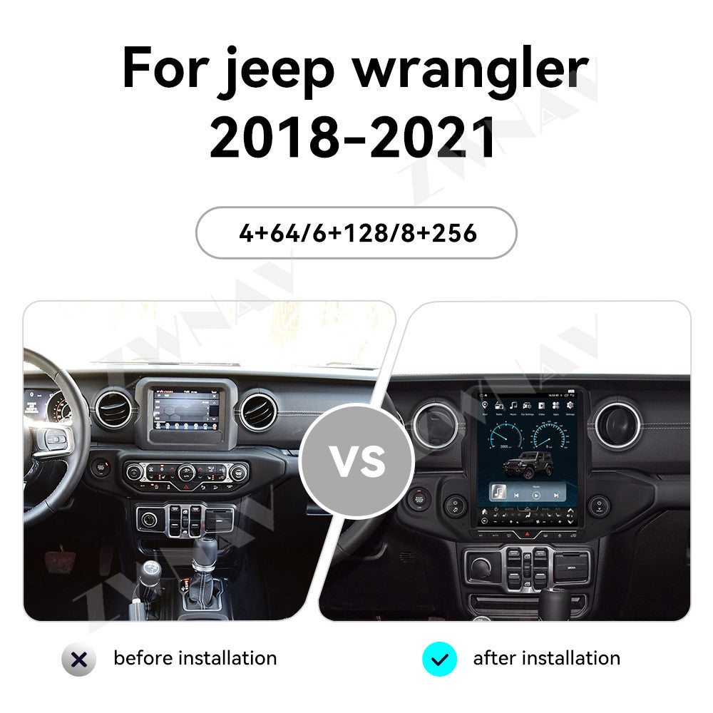 12.1 Inch Tesla Screen For Jeep Wrangler 2018-2021 Android  Car Radio Player GPS  Navi Auto  Stereo Multimedia Video DSP Carplay 4G SIM