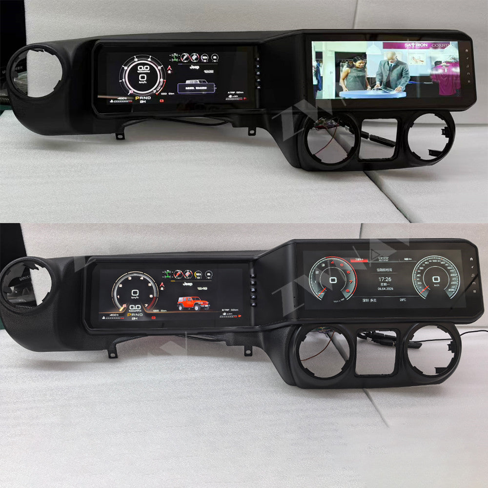 12.3 Inch Dual Screen Android Stereo For Jeep Wrangler JK 2011-2017 GPS Radio with LCD Digital Speedometer