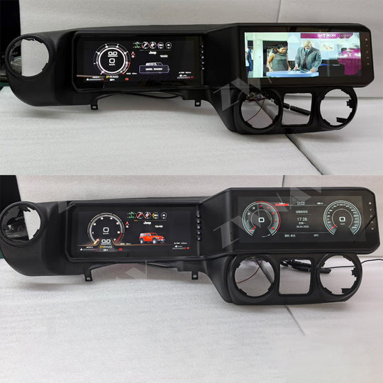 12.3 Inch Dual Screen Android Stereo For Jeep Wrangler JK 2011-2017 GPS Radio with LCD Digital Speedometer