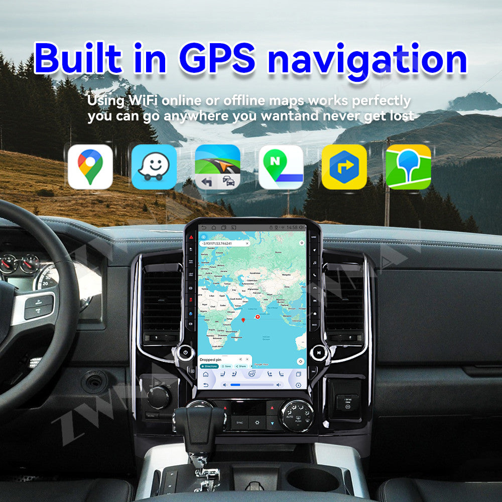 14.5 inches Tesla Screen Android 15.0 Car Multimedia Player For Dodge Ram 1500 2500 3500 2008-2011 GPS radio stereo head unit