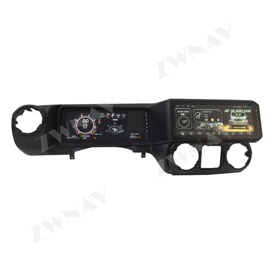 12.3 Inch Dual Screen Android Stereo For Jeep Wrangler JK 2011-2017 GPS Radio with LCD Digital Speedometer