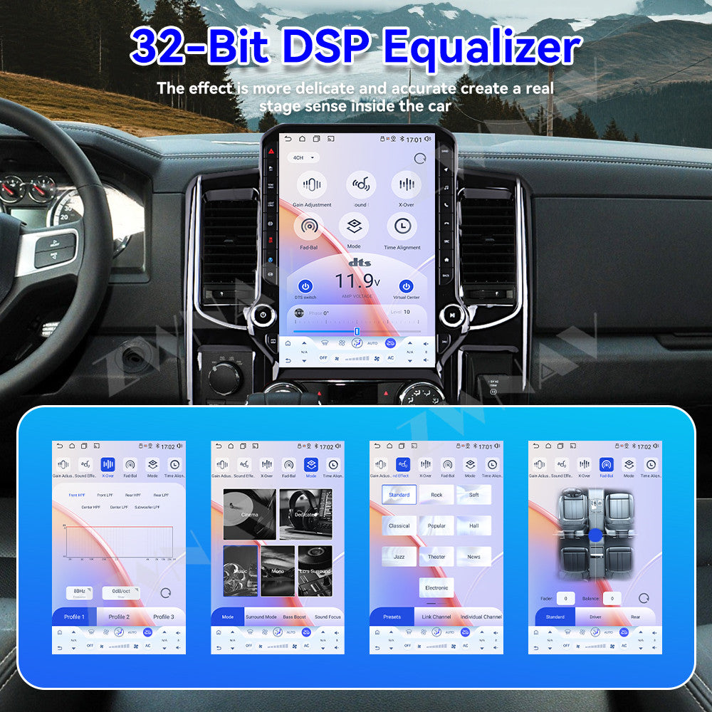 14.5 inches Tesla Screen Android 15.0 Car Multimedia Player For Dodge Ram 1500 2500 3500 2008-2011 GPS radio stereo head unit