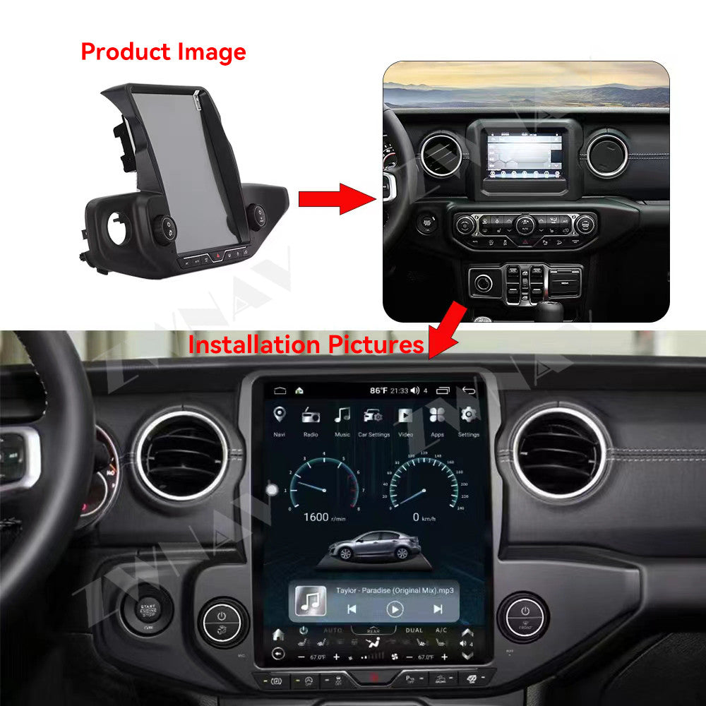 12.1 Inch Tesla Screen For Jeep Wrangler 2018-2021 Android  Car Radio Player GPS  Navi Auto  Stereo Multimedia Video DSP Carplay 4G SIM