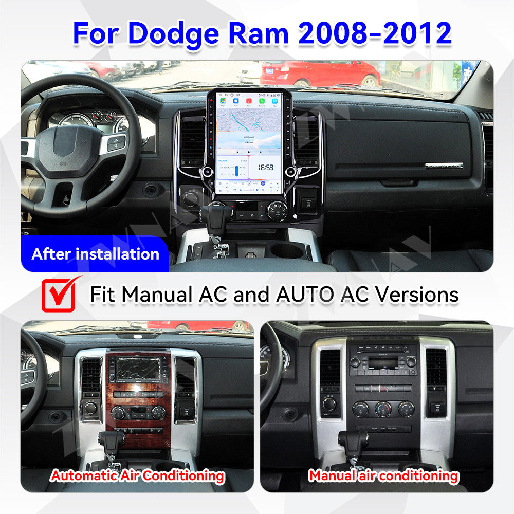 14.5 inches Tesla Screen Android 15.0 Car Multimedia Player For Dodge Ram 1500 2500 3500 2008-2011 GPS radio stereo head unit