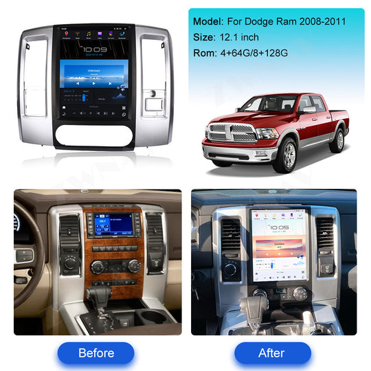 Dodge Ram 2008-2012 Wireless Carplay & Android Auto Tesla-style  12.1 Inch