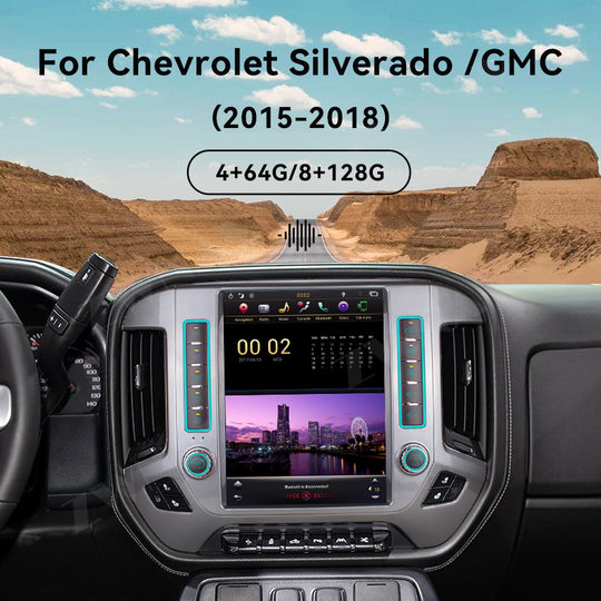 GMC / Chevroler  Silverado 2015-2019 Wireless Carplay & Android Auto Tesla-style Screen 12.1 Inch  Silver