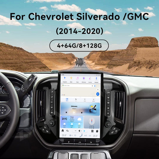 GMC / Chevroler  Silverado 2014-2020 Wireless Carplay & Android Auto Tesla-style Screen 14.4 Inch  Black