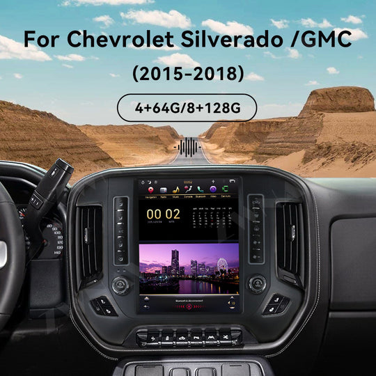 GMC / Chevroler  Silverado 2015-2019 Wireless Carplay & Android Auto Tesla-style Screen 12.1 Inch  Black