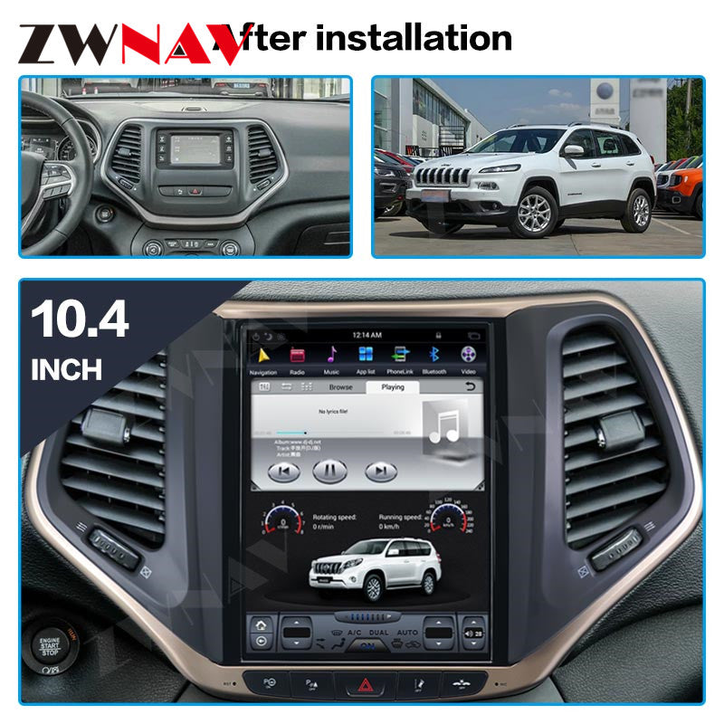 Jeep Cherokee 2014-20220 Wireless Carplay & Android Auto Tesla-style Screen 13 Inch