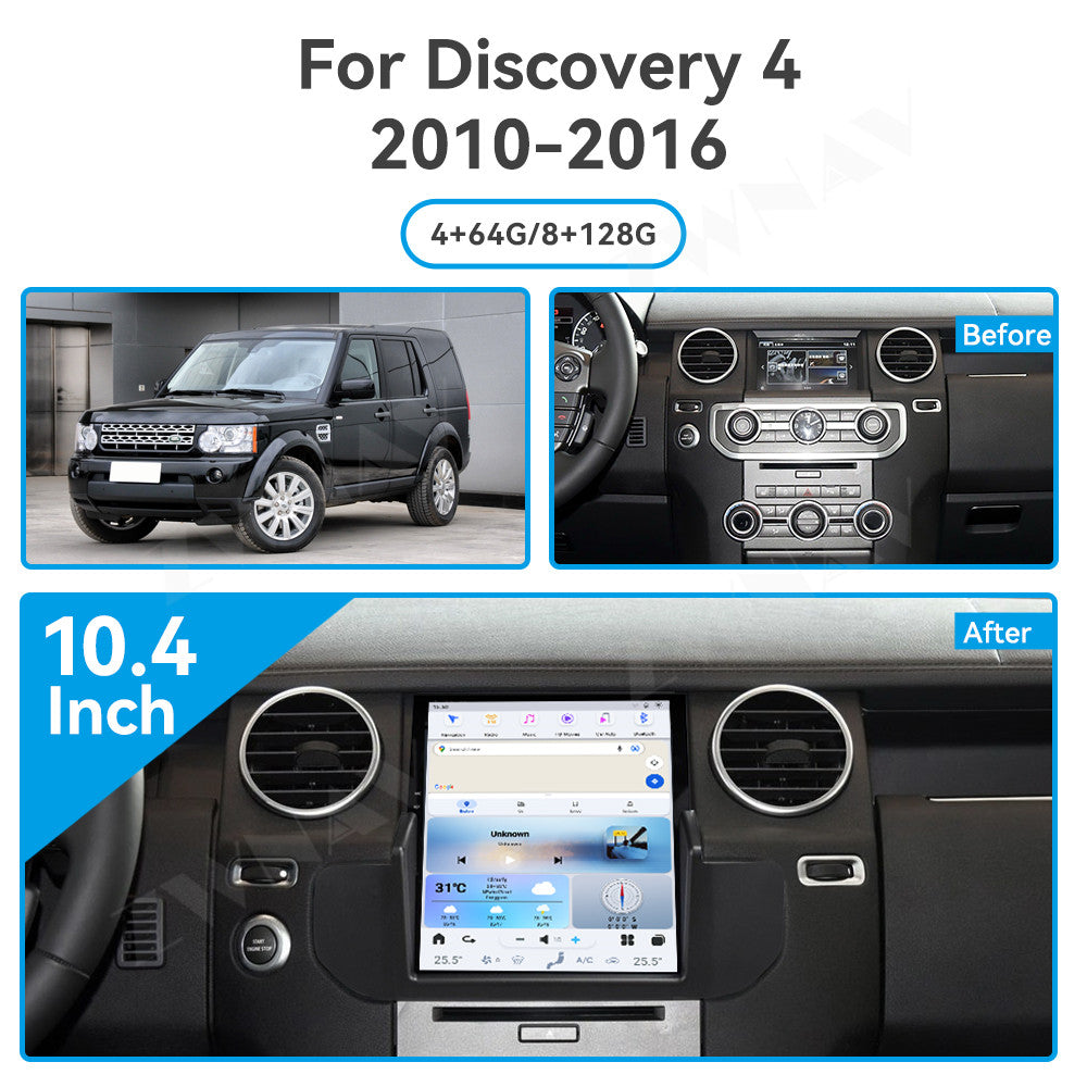 Land Rover Discovery 4 2010-2016 | Wireless Carplay & Android Auto Tesla-style Screen 10.4 Inch