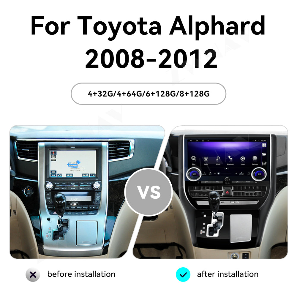 Toyota Alphard 2007-2019 Wireless Carplay & Android Auto  Tesla-style Screen 13.1 Inch