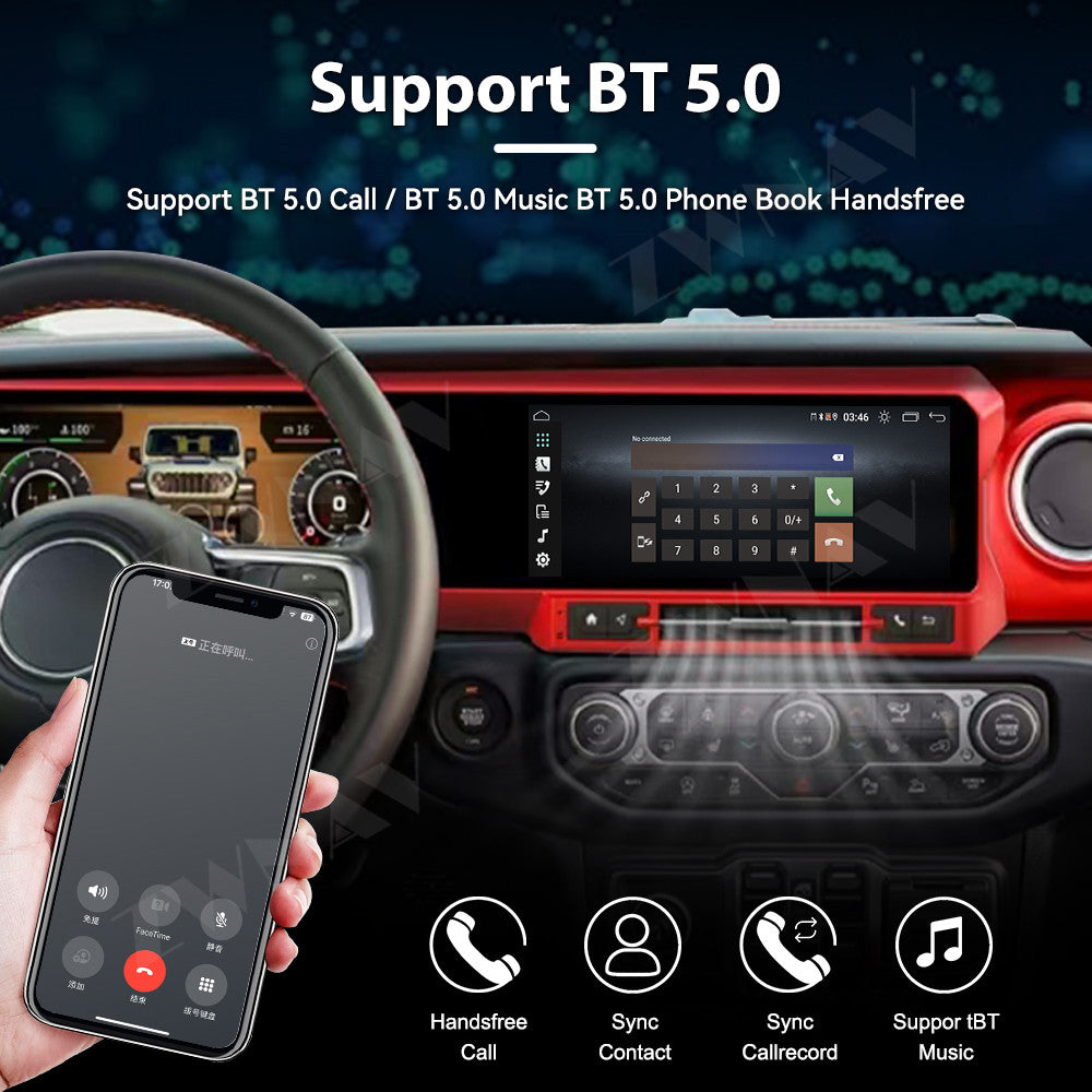 Jeep Wrangler JL 2018-2023  Wireless Carplay & Android Auto Double Screen  (13.5" +13.5" ) Red