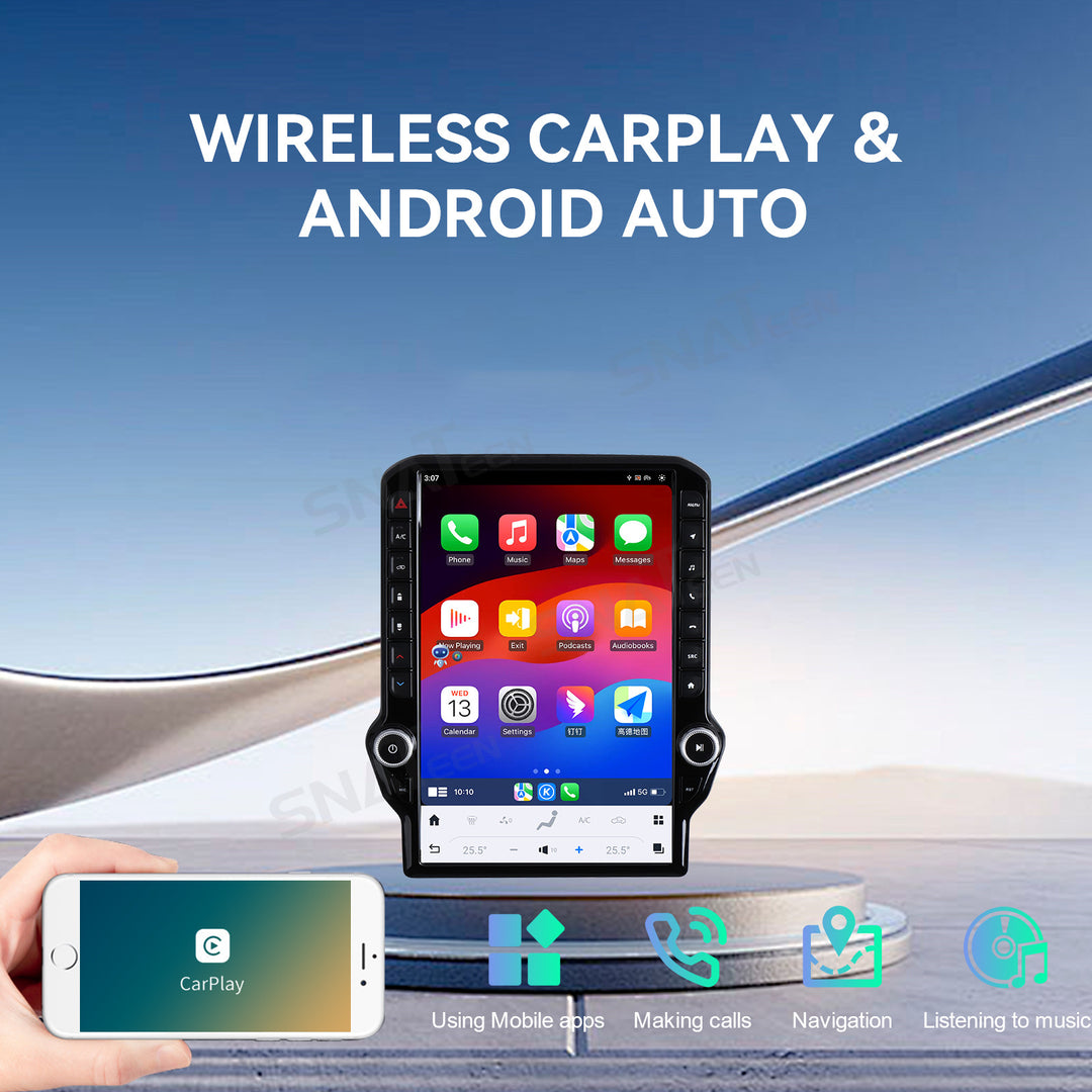 14.5 inches Tesla Screen Android 15.0 Car Multimedia Player For Dodge Ram 1500 2500 3500 2012-2018 GPS radio stereo head unit