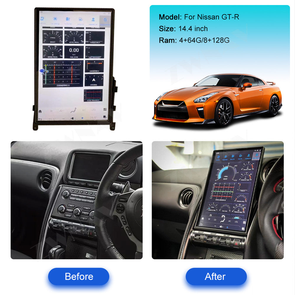 Nissan GT-R Wireless Carplay & Android Auto Tesla-style Screen 14.4 Inch