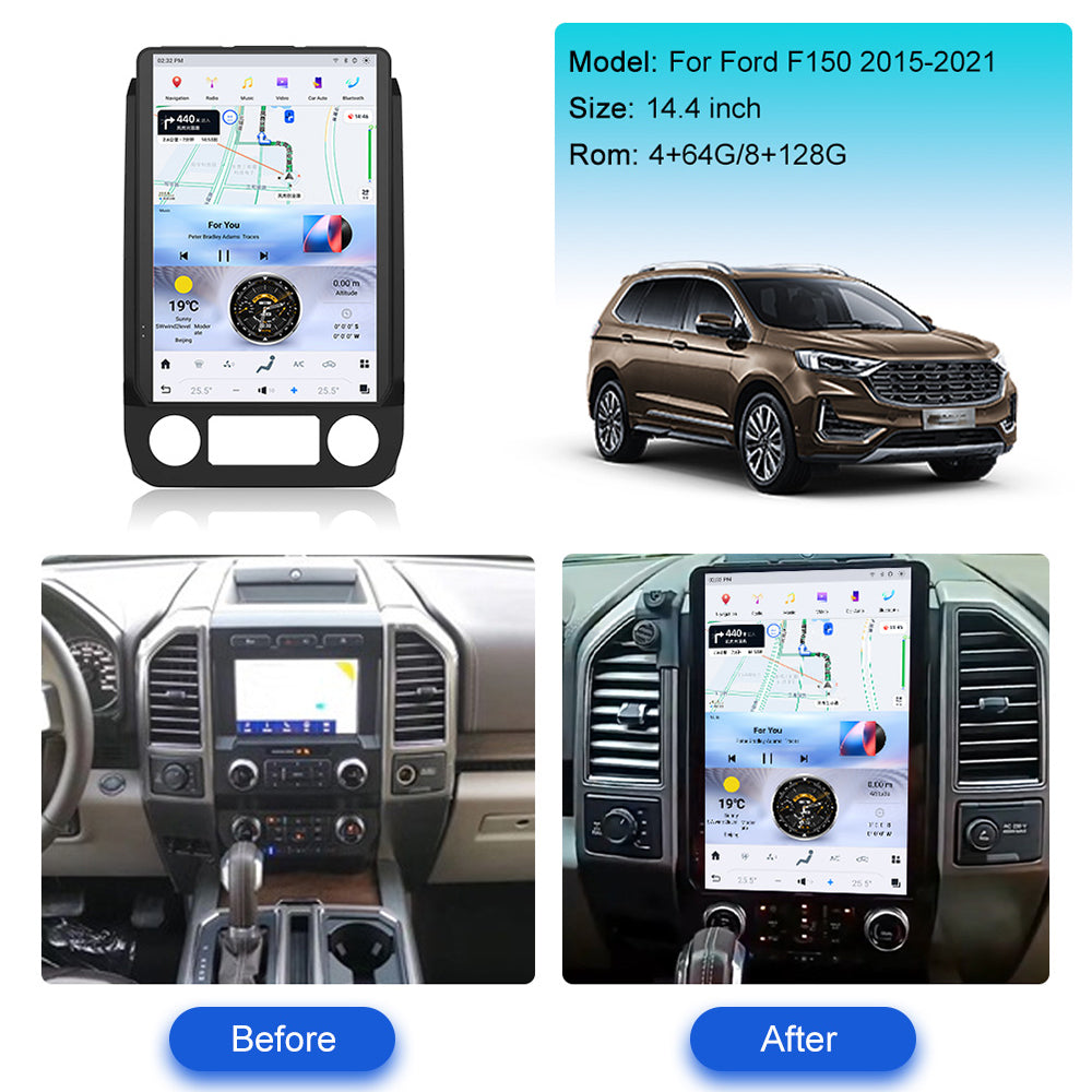 Ford F150 2015-2021 Wireless Carplay & Android Auto Tesla-style Screen 14.4 Inch