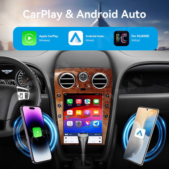 Bentley Continental 2005-2019 Wireless Carplay & Android Auto Tesla-style Screen 12.1 Inch