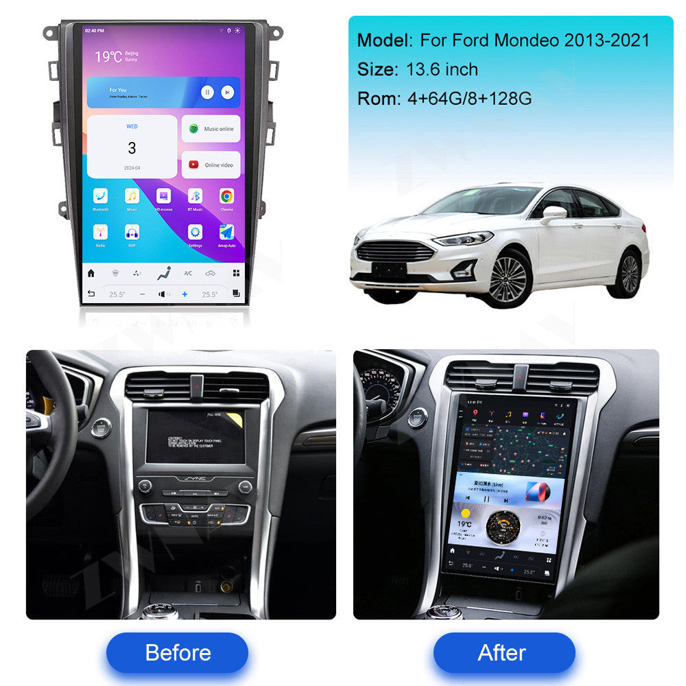 Ford Mondeo 2013-2021 Wireless Carplay & Android Auto Tesla-style Screen