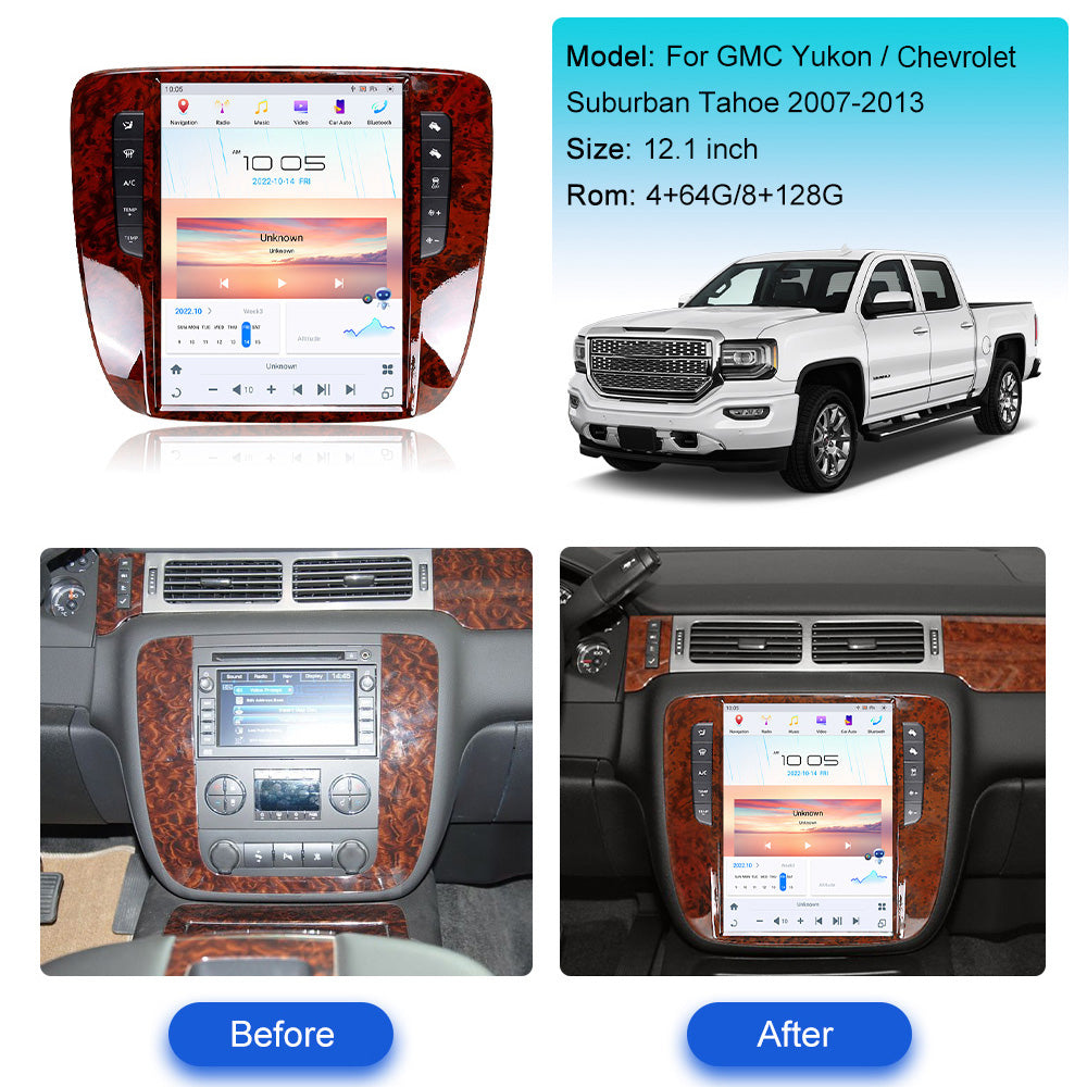 Chevroler  Suburban Tahoe 2007-2019 / GMC Yukon  Wireless Carplay & Android Auto Tesla-style Screen 12.1 Inch