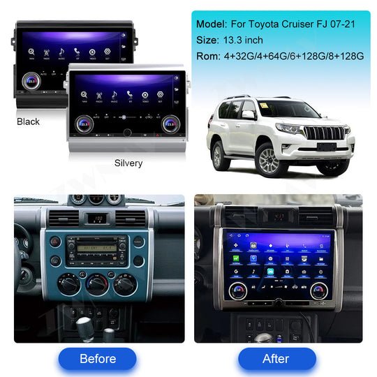 Toyota Cruiser 2007-2021 Wireless Carplay & Android Auto  Screen 13.3 Inch Silvery