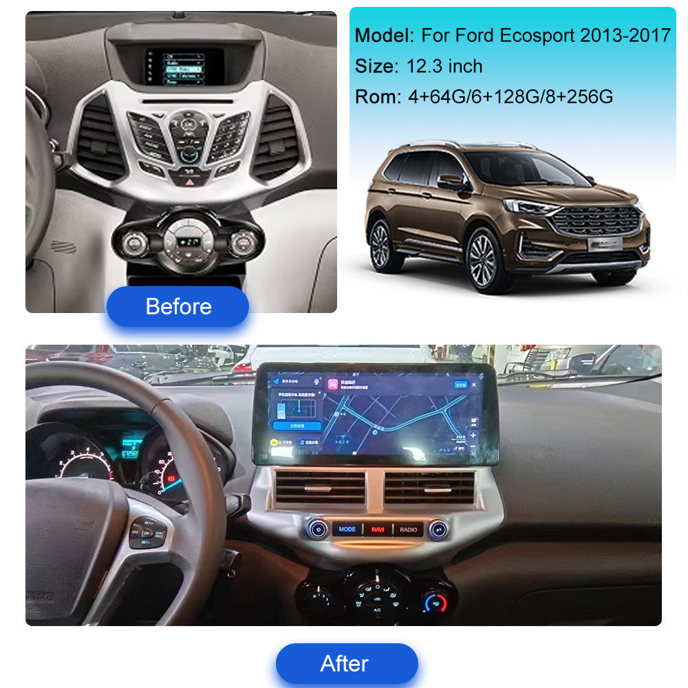 Ford Ecosport 2010-2020 Wireless Carplay & Android Auto Tesla-style Screen